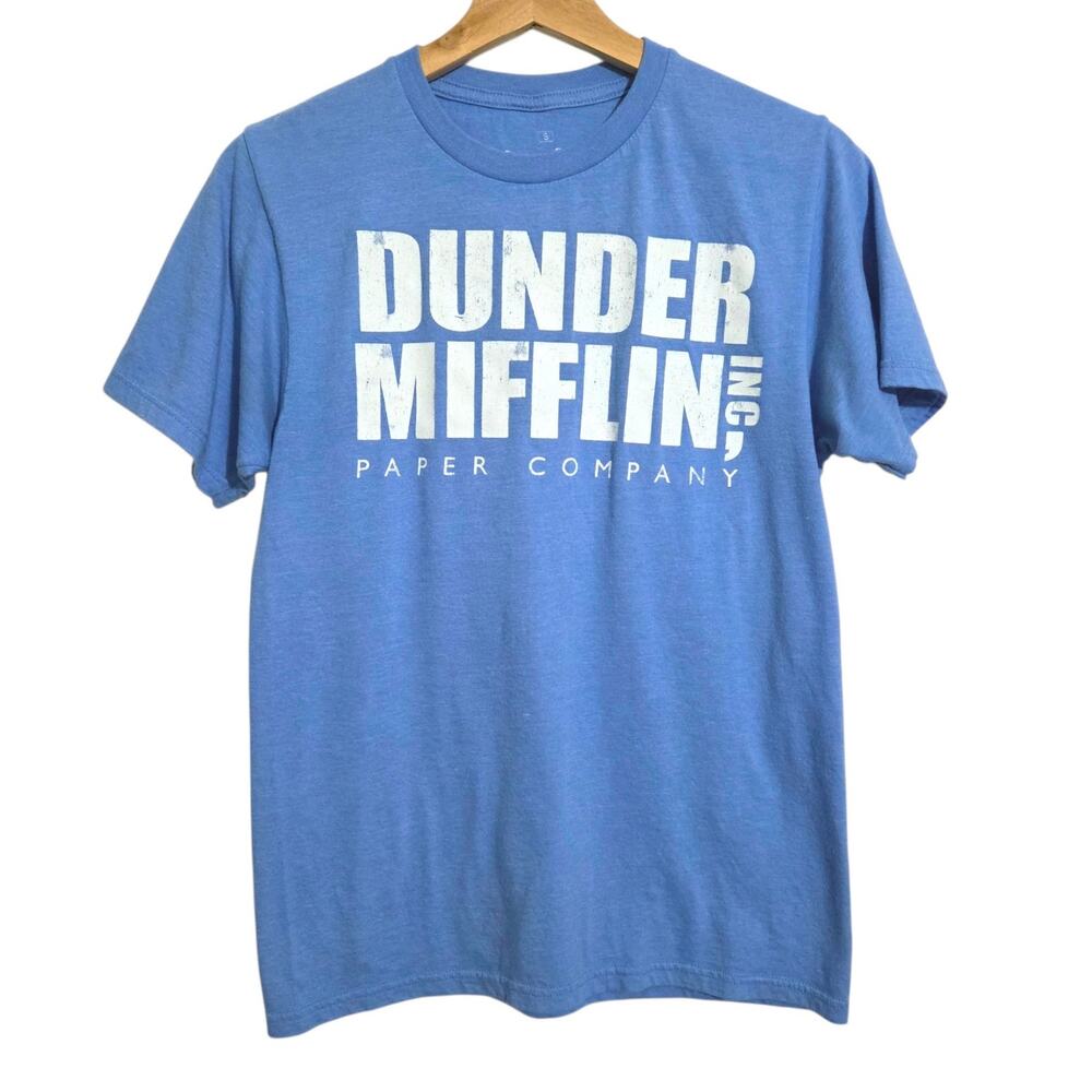 Dunder Mifflin The Office Funny Soft T-shirt Ripple Junction Blue White SMALL